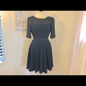 Reiss Saffron Sheer Sleeve Frnt Fit and Flare Dres